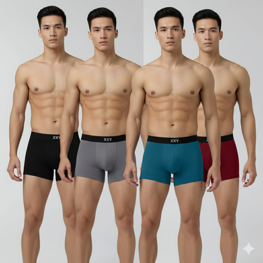 XXY Men’s Premium Plain Trunks – Pack of 4