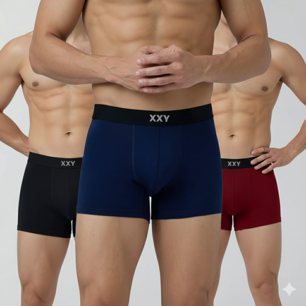 XXY Men’s Premium Plain Trunks – Pack of 3