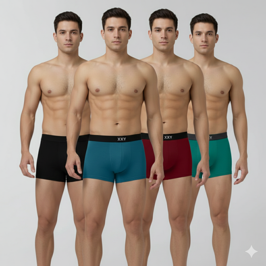 XXY Men’s Premium Plain Trunks – Pack of 4