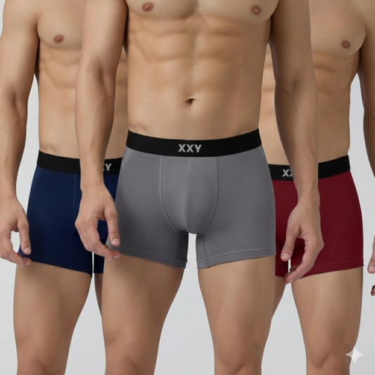 XXY Men’s Premium Plain Trunks – Pack of 3