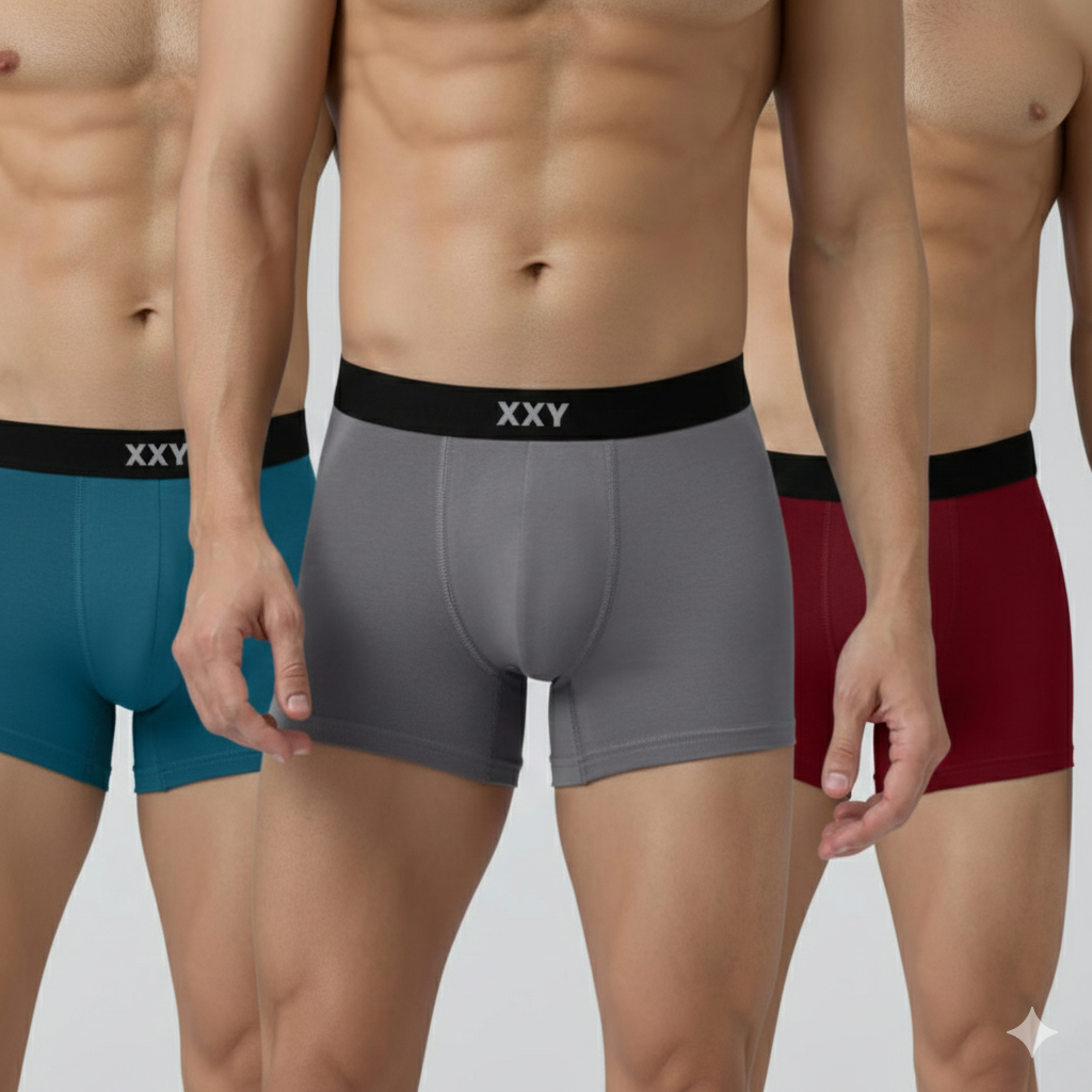 XXY Men’s Premium Plain Trunks – Pack of 3